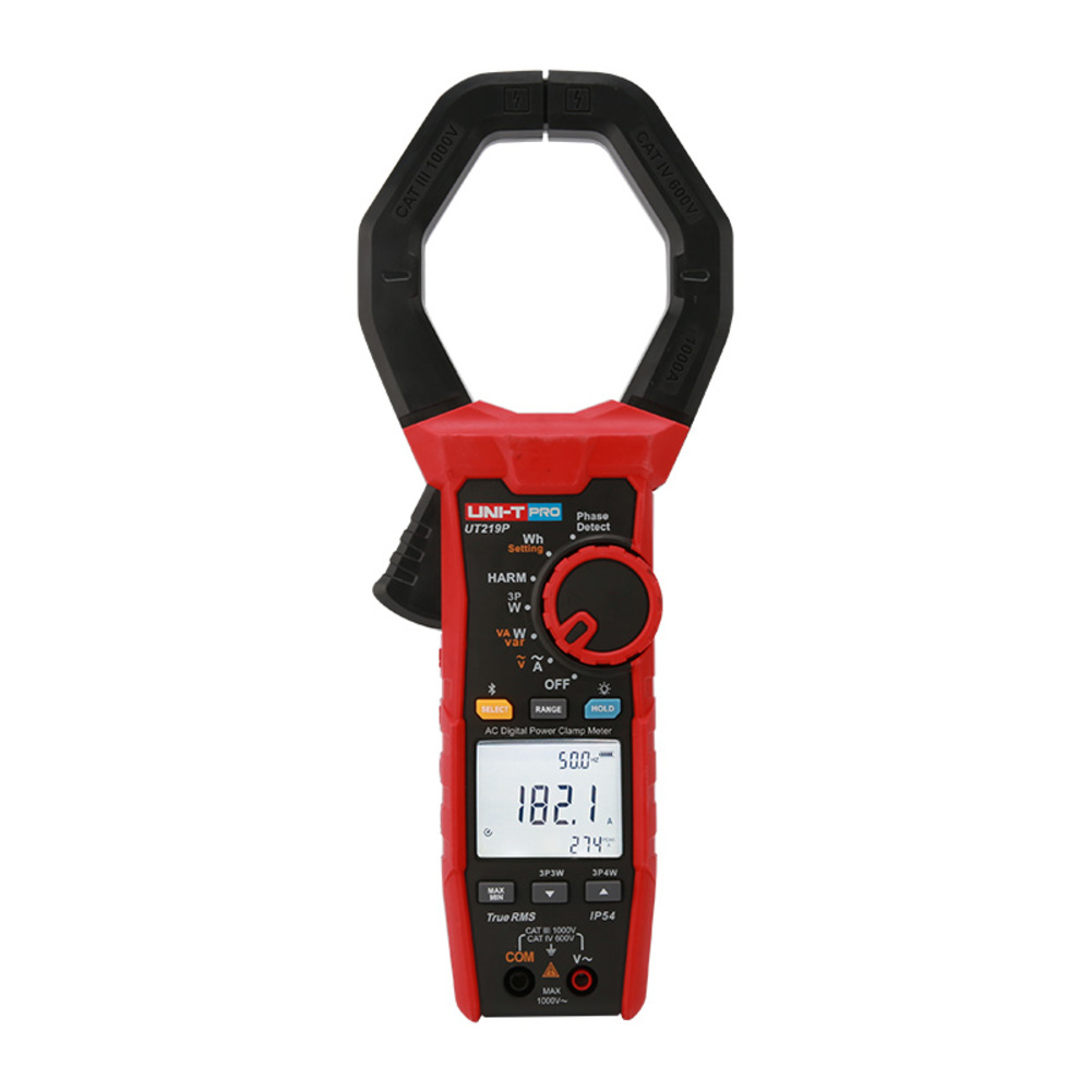img Pinza Uni-T mide Potencia Activa Reactiva Aparente Factor de Potencia Armonicos Volvaje AC Corriente AC UT219P