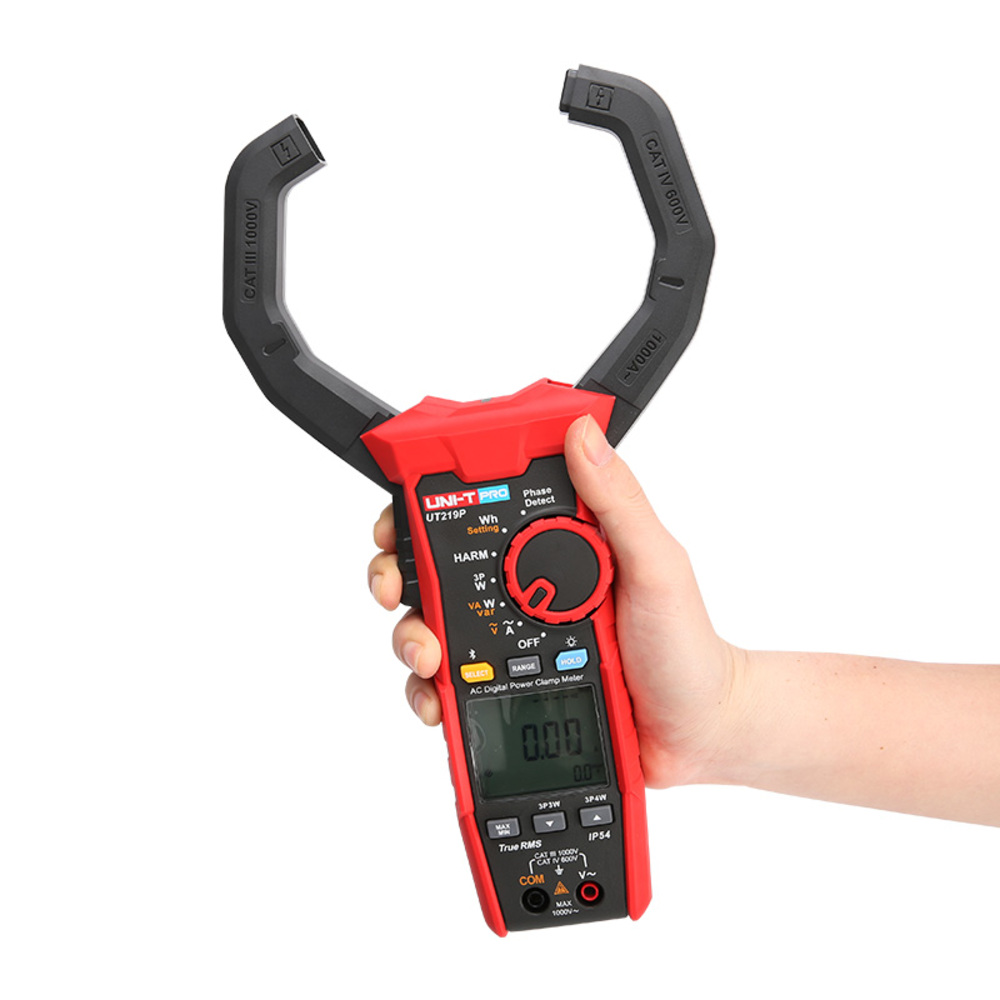 img Pinza Uni-T mide Potencia Activa Reactiva Aparente Factor de Potencia Armonicos Volvaje AC Corriente AC UT219P