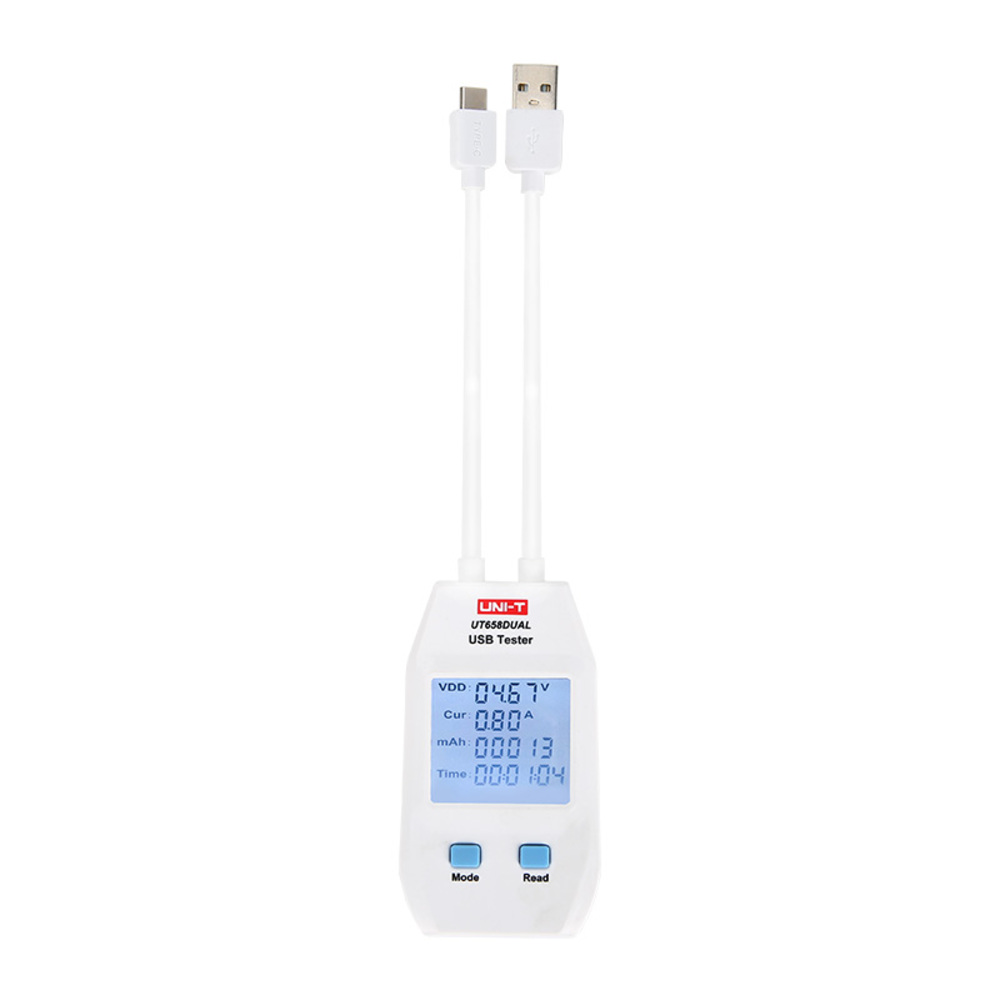 img Probador de Capacidad USB Tipo A y C Uni-T mide Voltaje Corriente Energia Resistencia UT658DUAL