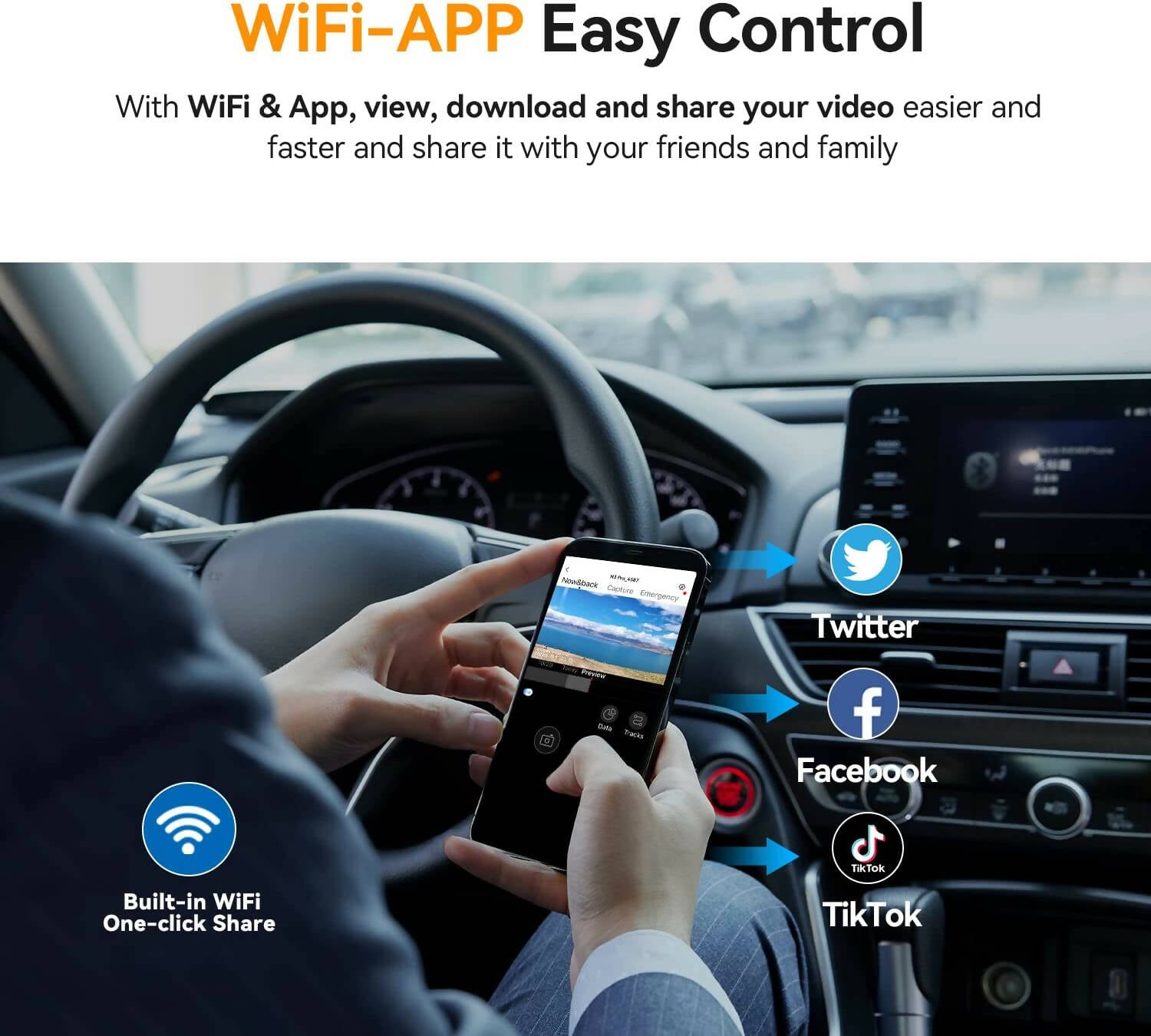 img Camara Vehicular DDPAI Frontal Full HD 1080P Angulo Vision 140 grados Mini