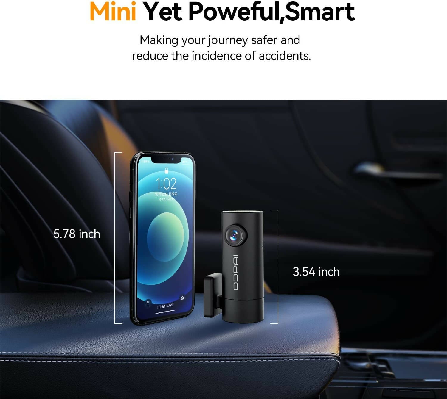 img Camara Vehicular DDPAI Frontal Full HD 1080P Angulo Vision 140 grados Mini