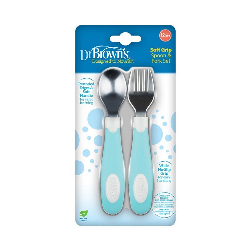 img DR. BROWN'S - SET DE CUCHARA+TENEDOR VERDE TF027