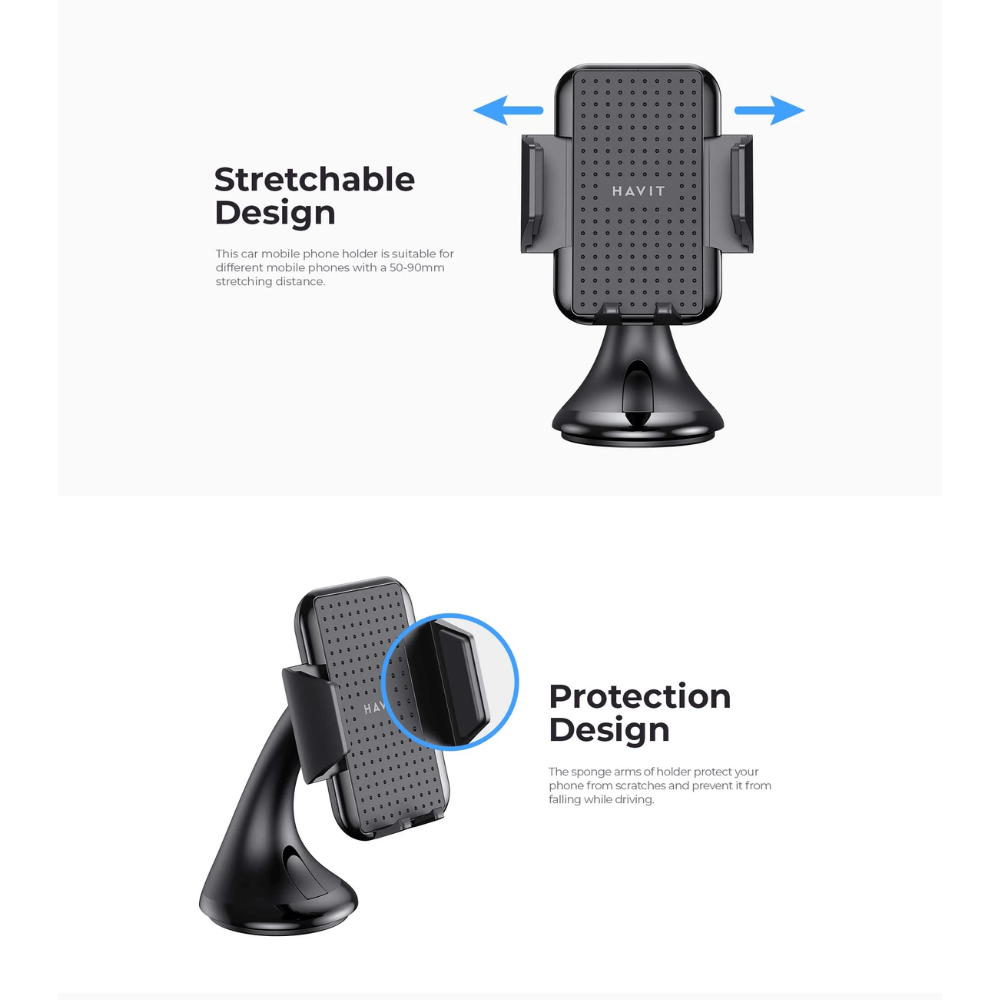 img Soporte para teléfono Havit H717 con Ventosa Rotacion 360 Grados H717