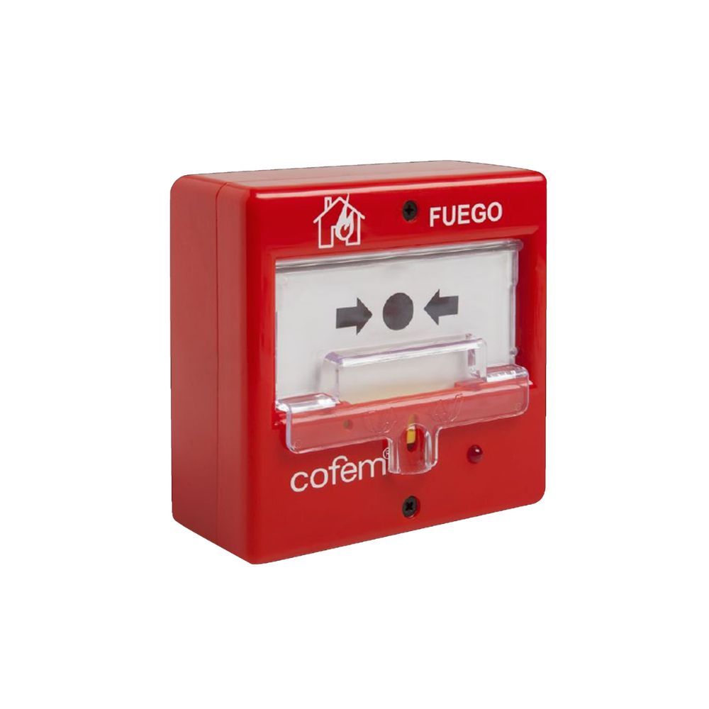 img Pulsador para Alarma Cofem Convencional Rearmable con Luz LED PUC-AR