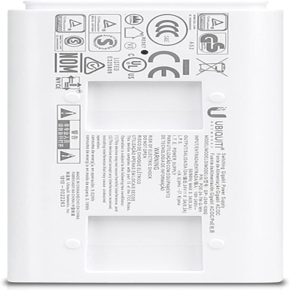 img Inyector POE Ubiquiti 24Vdc 0.3Amp 7W Color Blanco POE-24-7W-G-WH