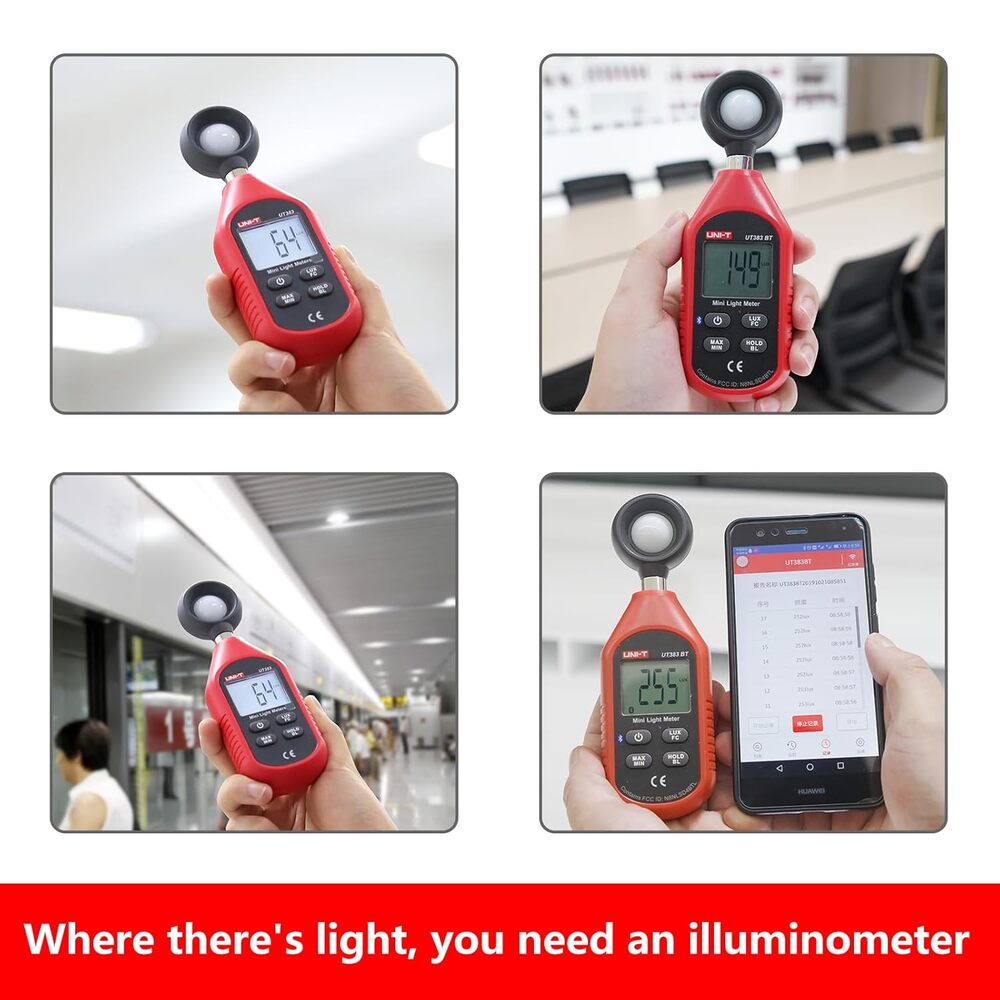 img Mini Fotometro Medidor de Luz Uni-T 0 a 19.999 FC con Bluetooth UT383BT