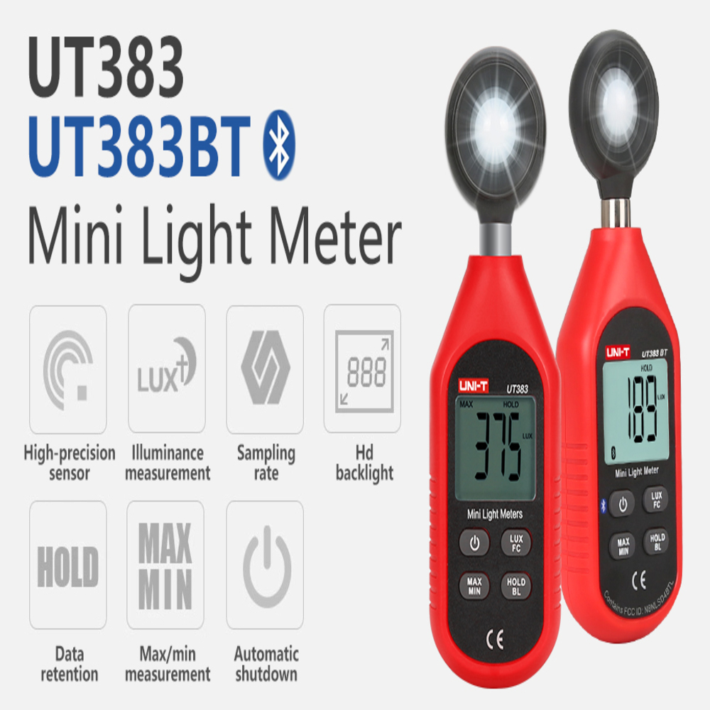 img Mini Fotometro Medidor de Luz Uni-T 0 a 19.999 FC con Bluetooth UT383BT
