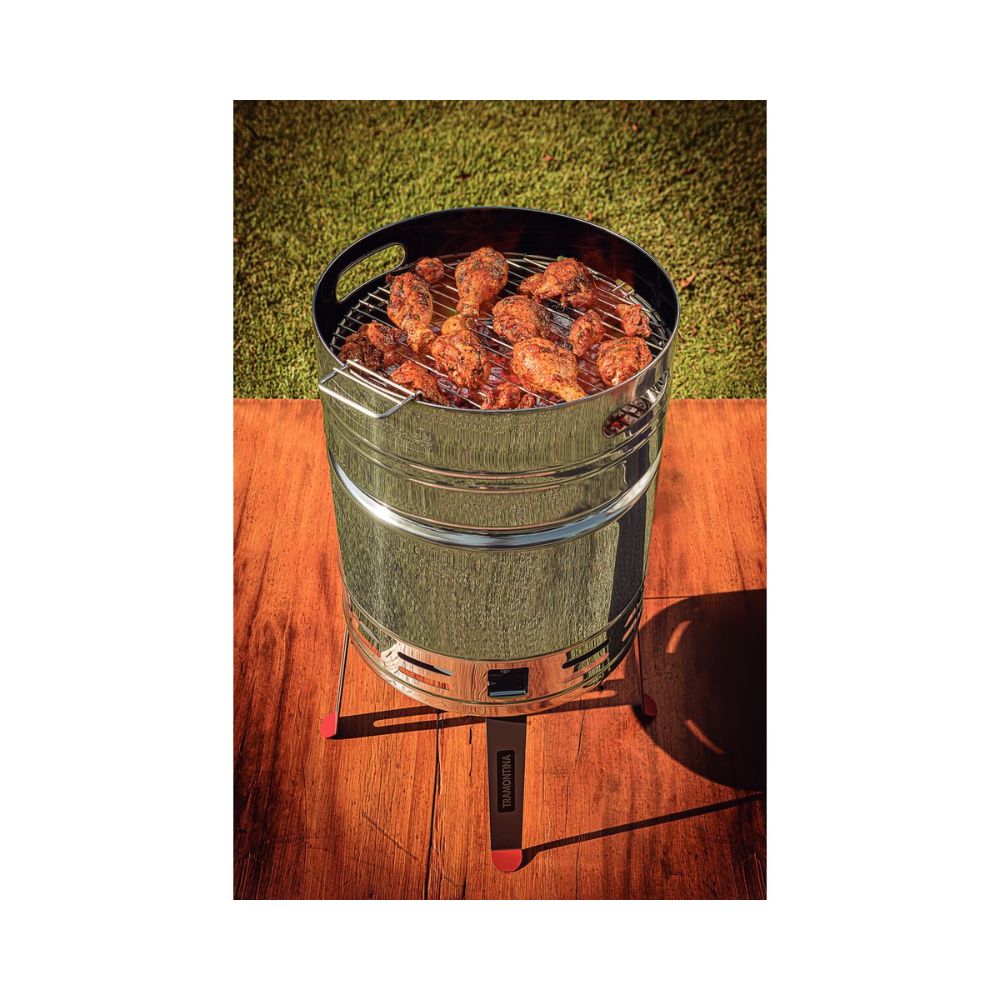 img Grill a Carbón Tramontina de Acero Inoxidable con Bandeja para Carbón de Acero Esmaltado