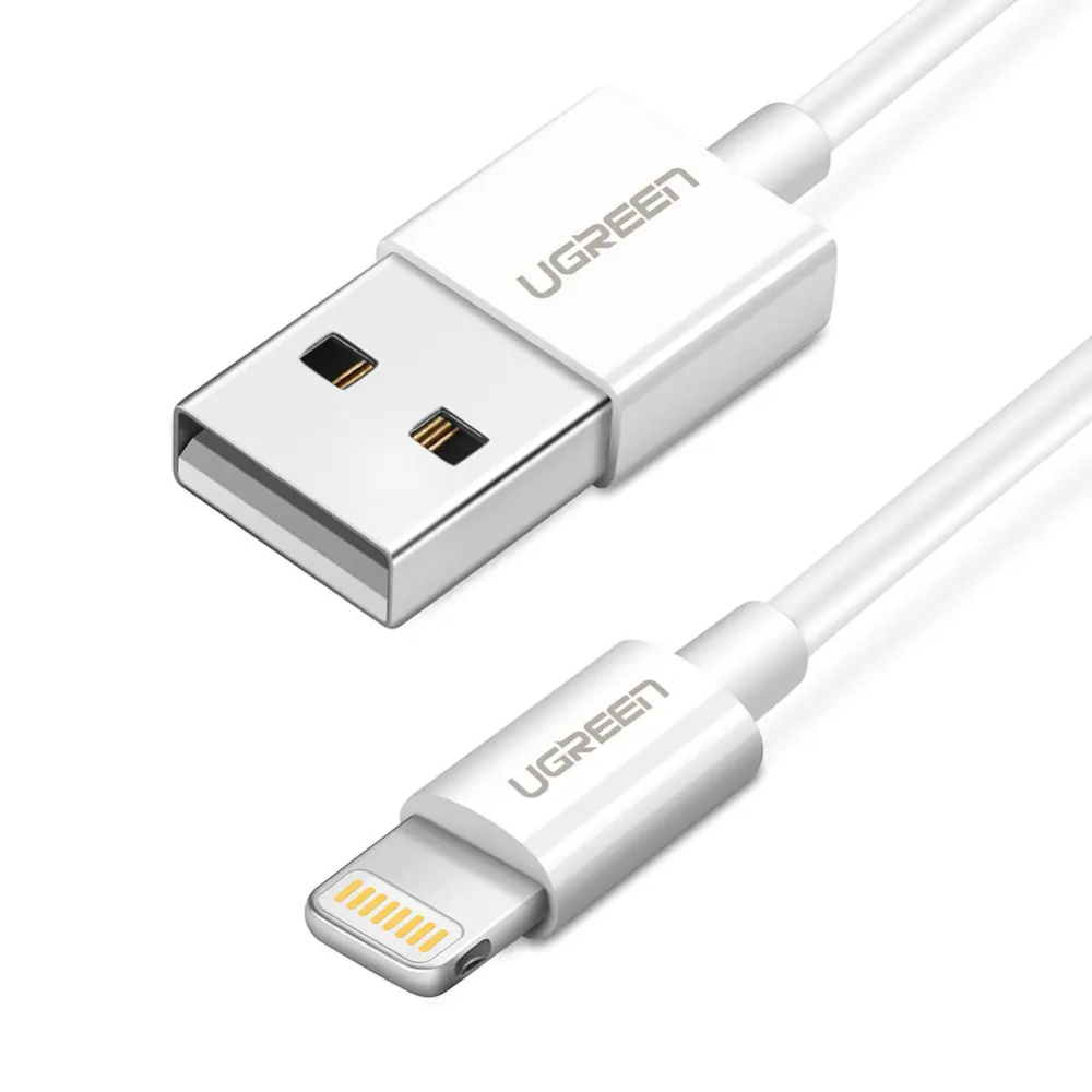 img Cable de Carga Ugreen USB-A a Lightning MFI 2.4Amp Cable de 1M de Longitud color blanco 20728