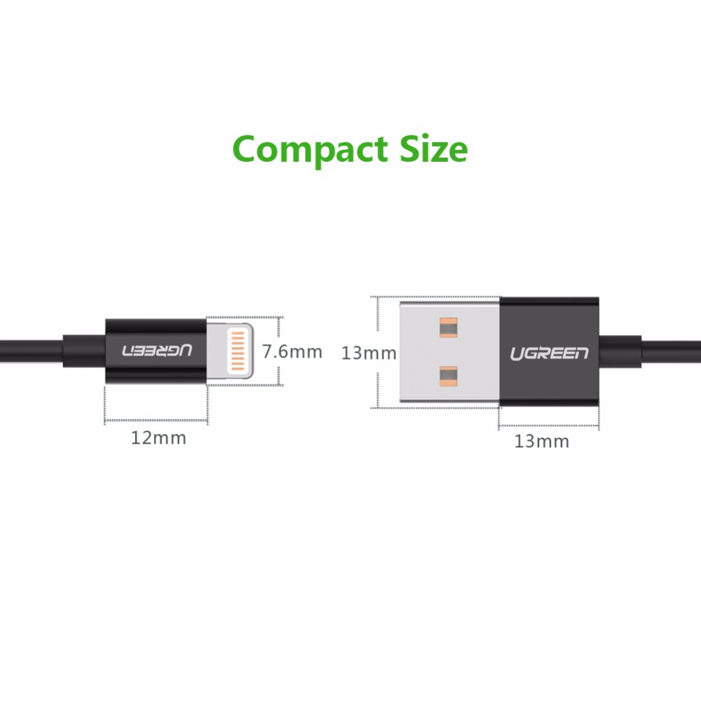 img Cable de Carga Ugreen USB-A a Lightning MFI 2.4Amp Cable de 1M de Longitud color blanco 20728