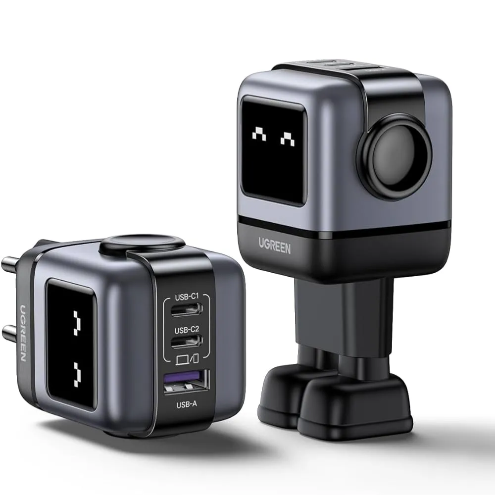img Cargador Ugreen USB-C 30W Nexode Robot GaN con Pantalla LED Proteccion Electrica color Gris 15550
