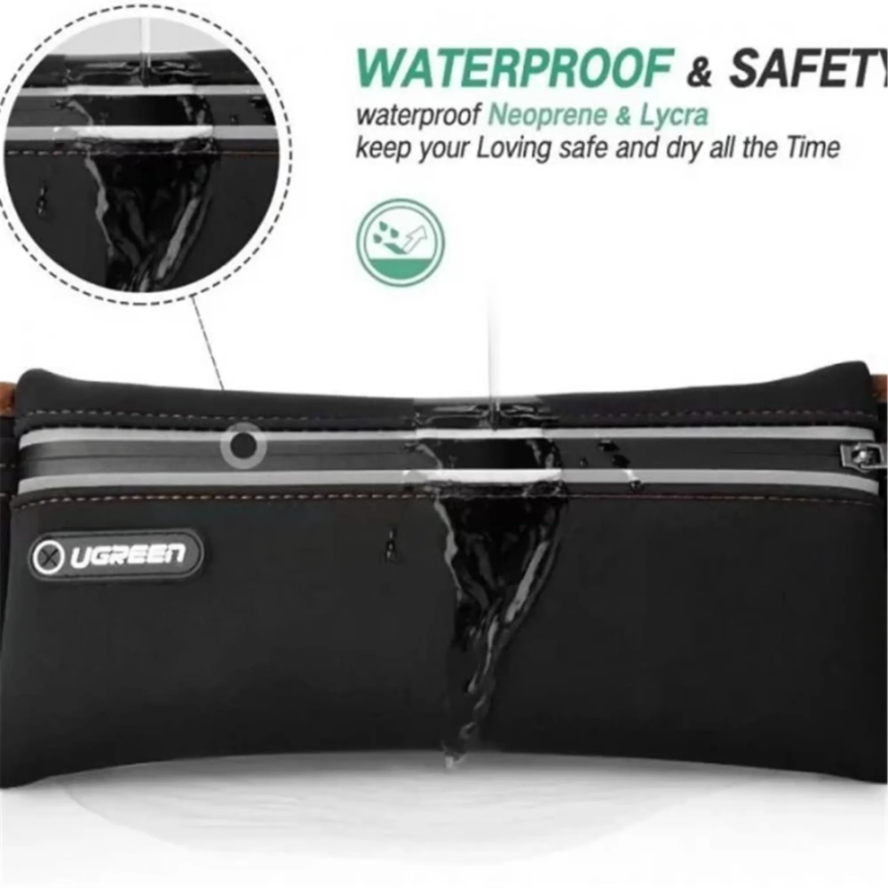 img Cinturon para Correr Ugreen Resistente al Agua y Seguro con 3 Bolsillos Integrados y Barra Reflectora de Seguridad de Neopreno y Licra 20818