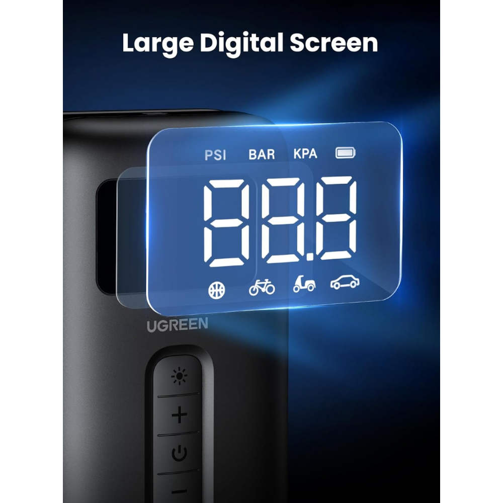 img Compresor de Aire Ugreen Portatil hasta 150PSI Luz ED Apagado Inteligente con Proteccion de SobreCarga y Calentamiento 15951