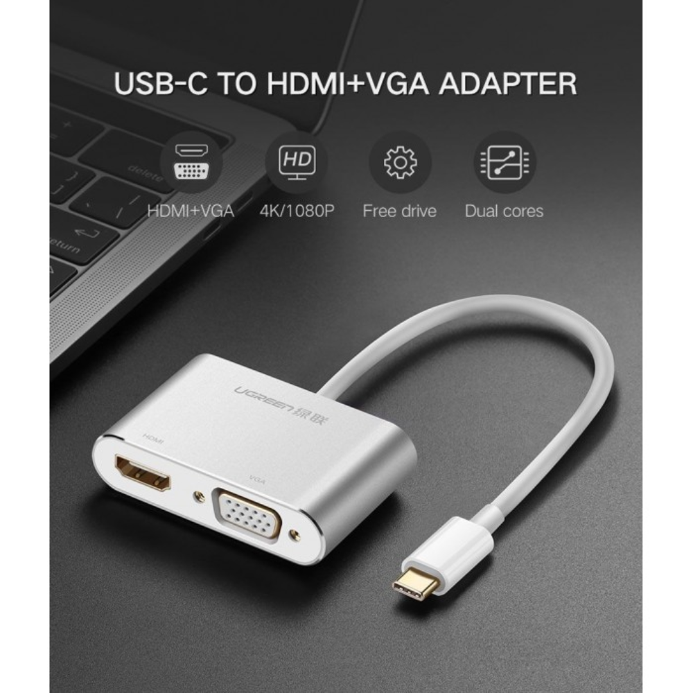 img Conversor Adaptador Ugreen de USB-C a VGA y HDMI 1.4 30843