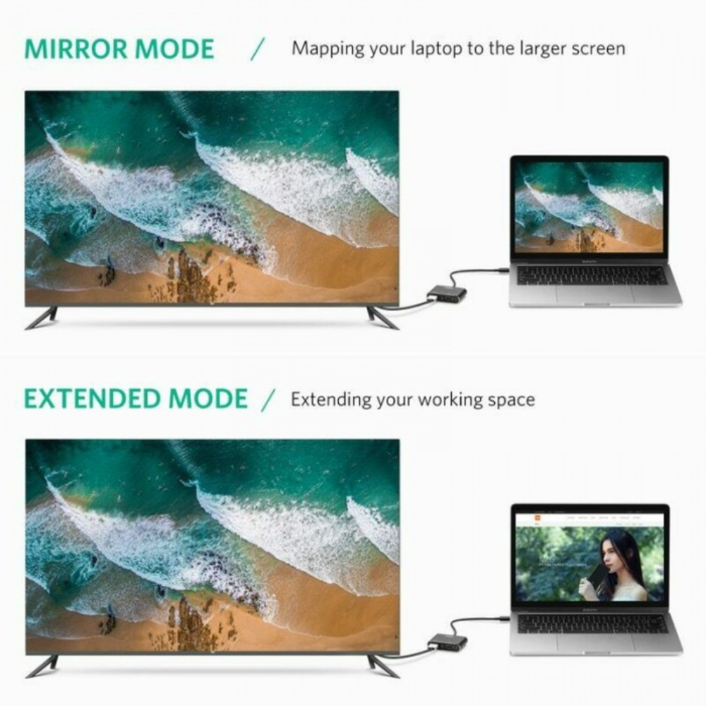 img Conversor Adaptador Ugreen de USB-C a VGA y HDMI 1.4 30843