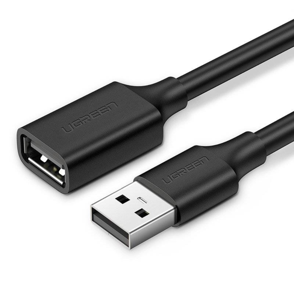Extension Ugrenn USB 2.0 Tipo A Macho a Hembra 2M de Cable color Negro Transferencia de Datos 480Mbps Nucleo de Cobre Estañado 10316
