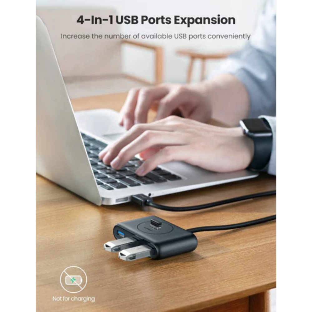 img Hub Ugreen USB 3.0 de 4 Puertos hasta 5Gbps Cable de 1M de Longitud con Protecciones Electricas 20291