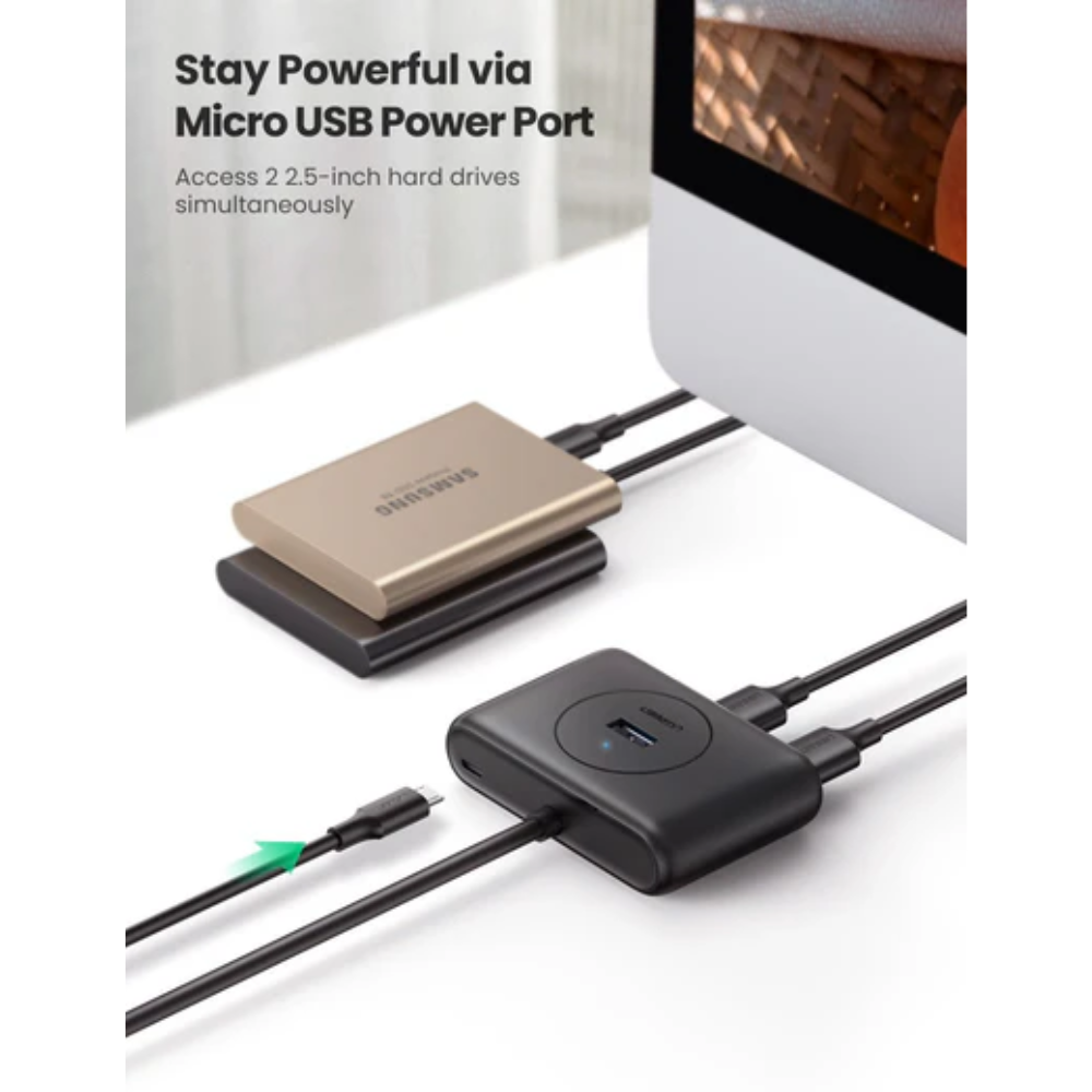 img Hub Ugreen USB 3.0 de 4 Puertos hasta 5Gbps Cable de 1M de Longitud con Protecciones Electricas 20291