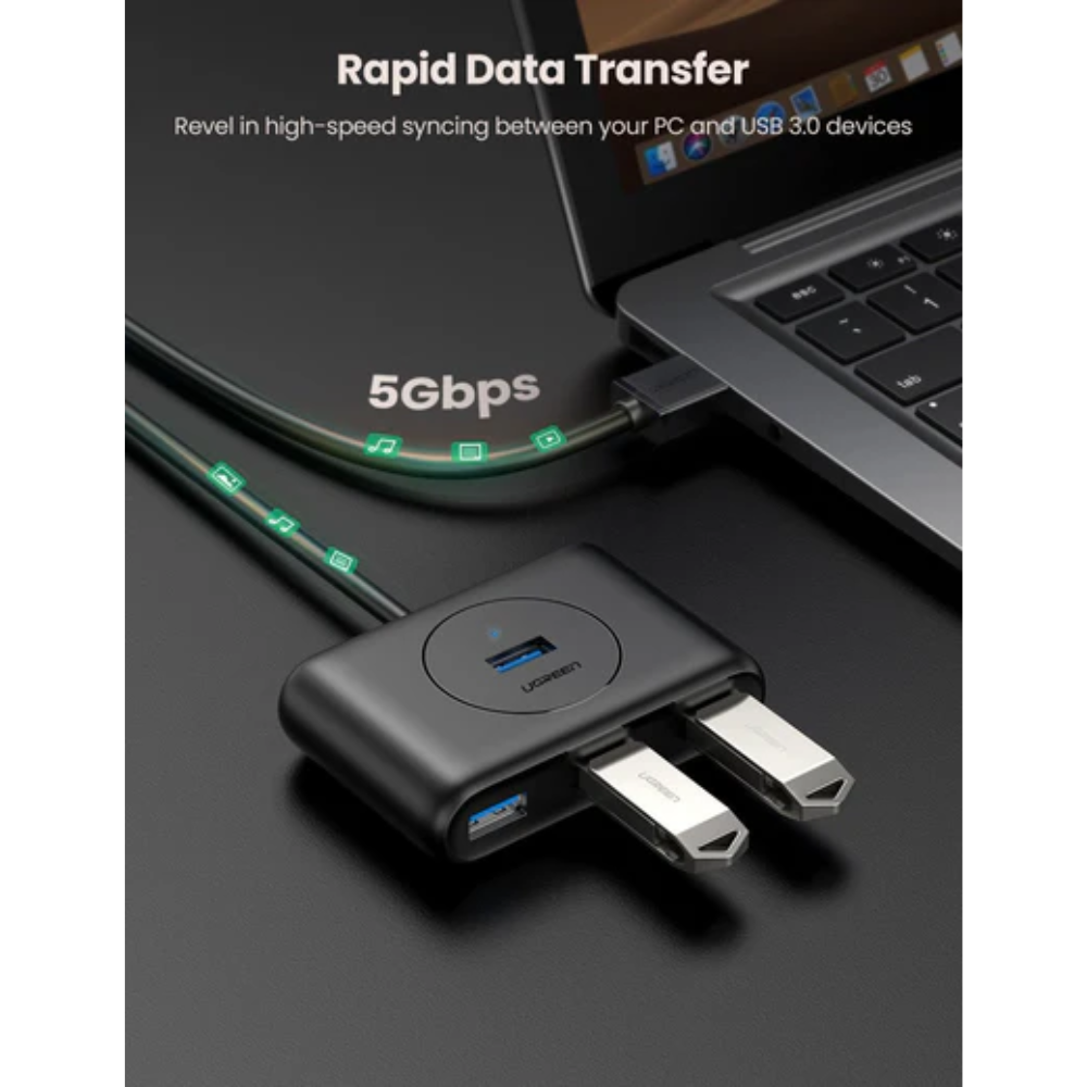 img Hub Ugreen USB 3.0 de 4 Puertos hasta 5Gbps Cable de 1M de Longitud con Protecciones Electricas 20291