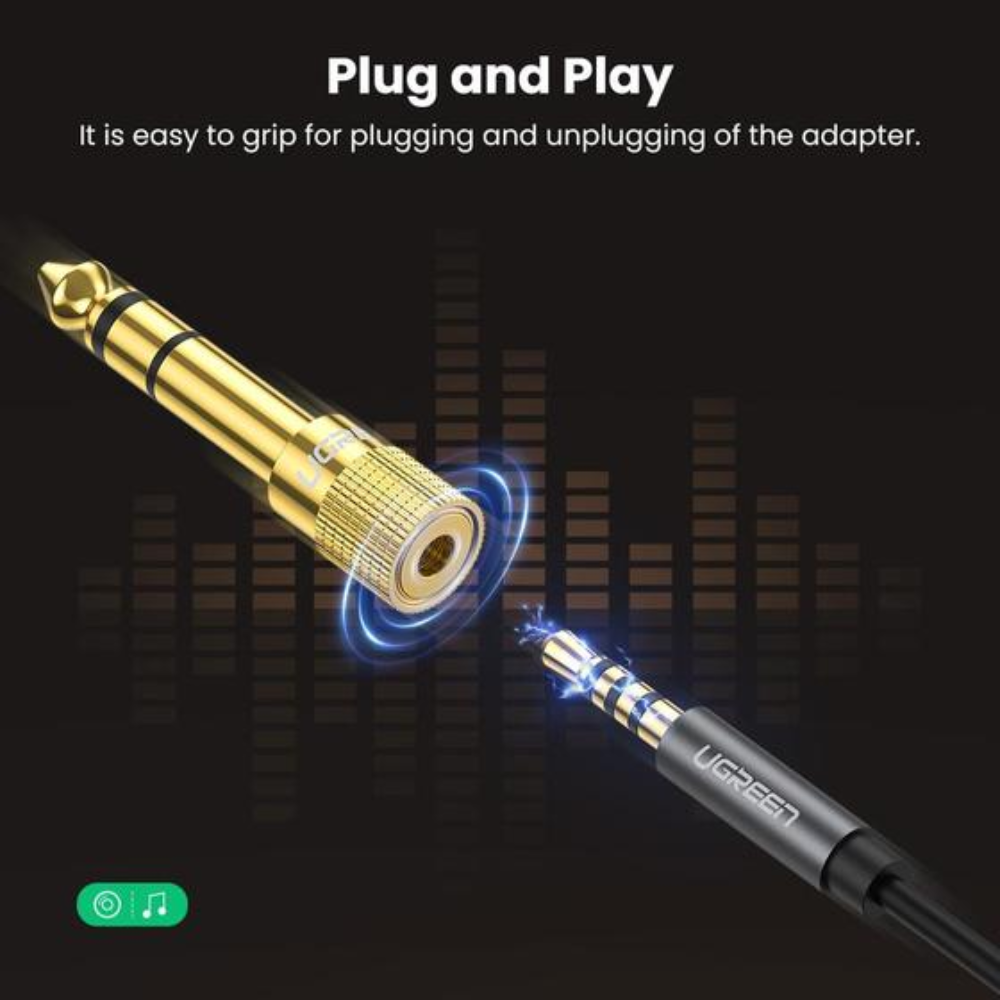 img Adaptador de Audio TRS Ugreen 6.5mm Macho a 3.5mm Hembra Aleacion de Cobre conector chapado en Oro 20503