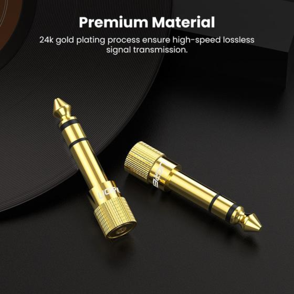 img Adaptador de Audio TRS Ugreen 6.5mm Macho a 3.5mm Hembra Aleacion de Cobre conector chapado en Oro 20503