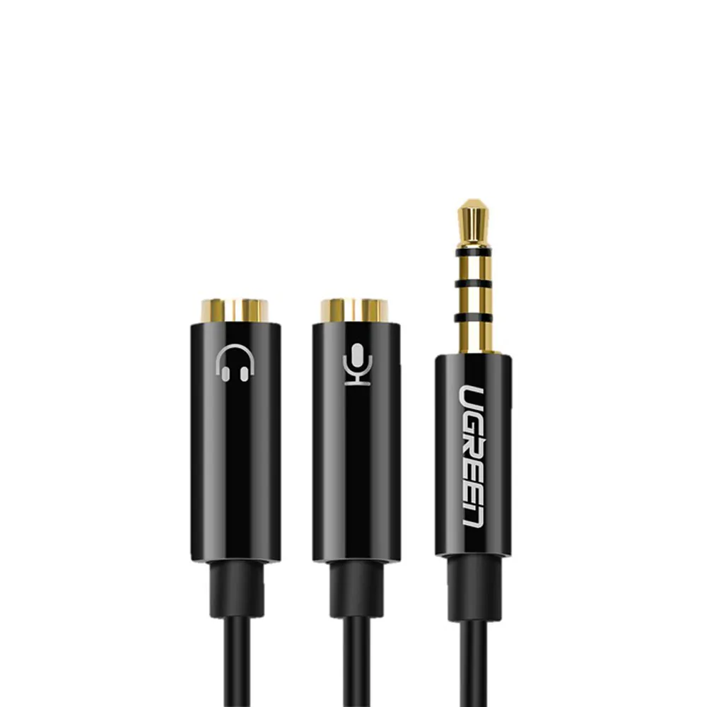 img Cable de Audio Ugreen 3.5mm Macho a 2 Hembra con Adaptador de Audio y Microfono Individual 30620