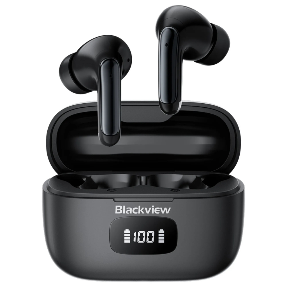 Audifonos Blackview Inalambricos Bluetooth 5.3 Estuche de Carga con Pantalla Carga Inalambrica y Cableada Alcance 10M color Negro AIRBUDS 8-BK
