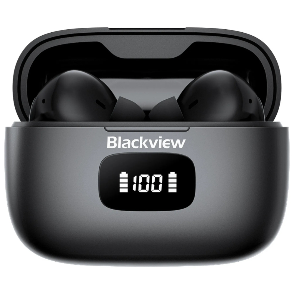 img Audifonos Blackview Inalambricos Bluetooth 5.3 Estuche de Carga con Pantalla Carga Inalambrica y Cableada Alcance 10M color Negro AIRBUDS 8-BK