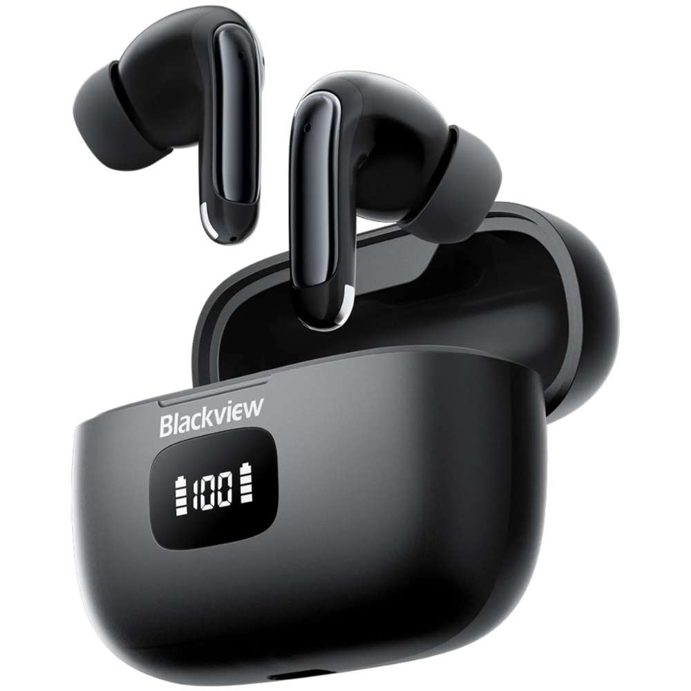 img Audifonos Blackview Inalambricos Bluetooth 5.3 Estuche de Carga con Pantalla Carga Inalambrica y Cableada Alcance 10M color Negro AIRBUDS 8-BK