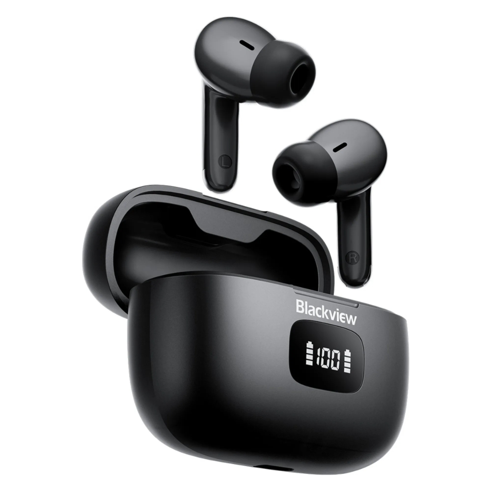 img Audifonos Blackview Inalambricos Bluetooth 5.3 Estuche de Carga con Pantalla Carga Inalambrica y Cableada Alcance 10M color Negro AIRBUDS 8-BK