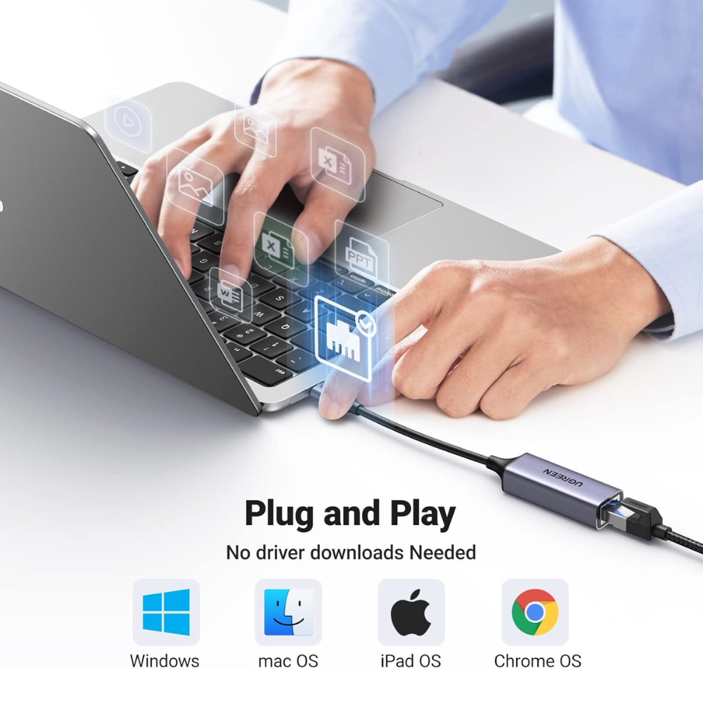 img Adaptador USB-C Ugreen a Red Ethernet 10/100/1000Mbps Compatibilidad Amplia 50737