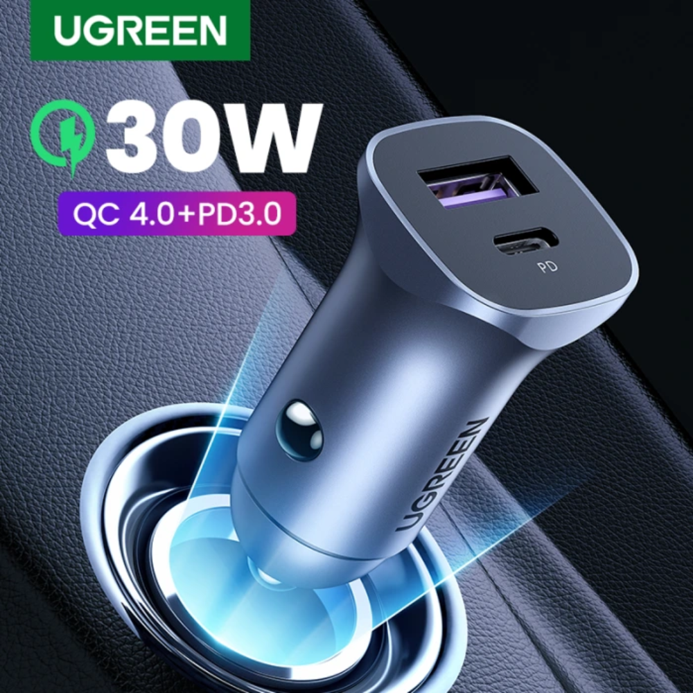 img Cargador Ugreen de Vehiculo Puerto USB-A PD30W+SCP22.5W Puerto USB-C 42.5W Maximo Soporta PD QC 3.0 con Proteccion Electrica 40858