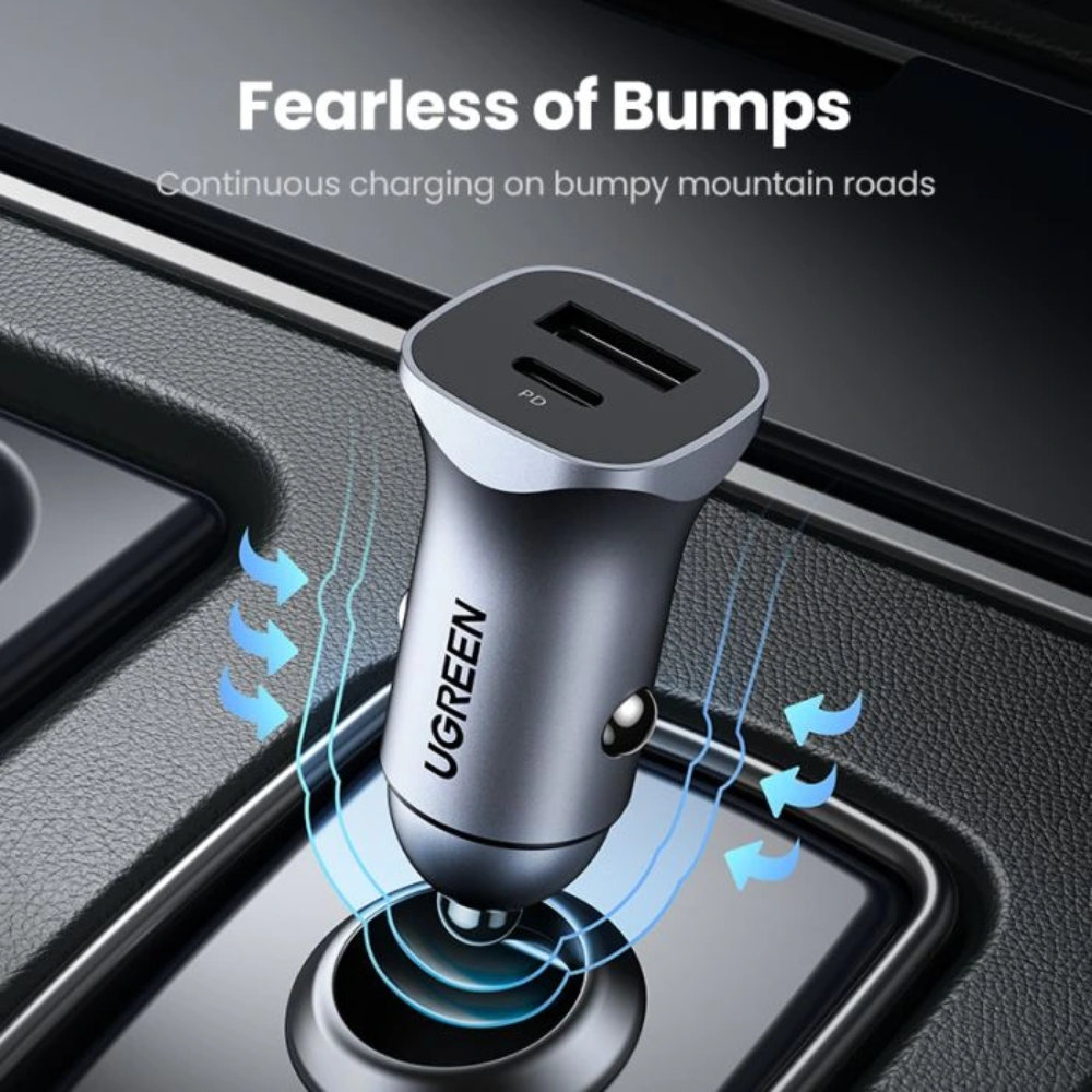 img Cargador Ugreen de Vehiculo Puerto USB-A PD30W+SCP22.5W Puerto USB-C 42.5W Maximo Soporta PD QC 3.0 con Proteccion Electrica 40858