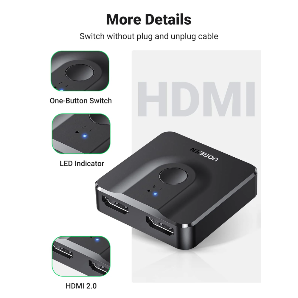 img Conmutador Bidireccional HDMI 2.0 4K 60Hz 2en1 Soporta 1080P hasta 40M 50966