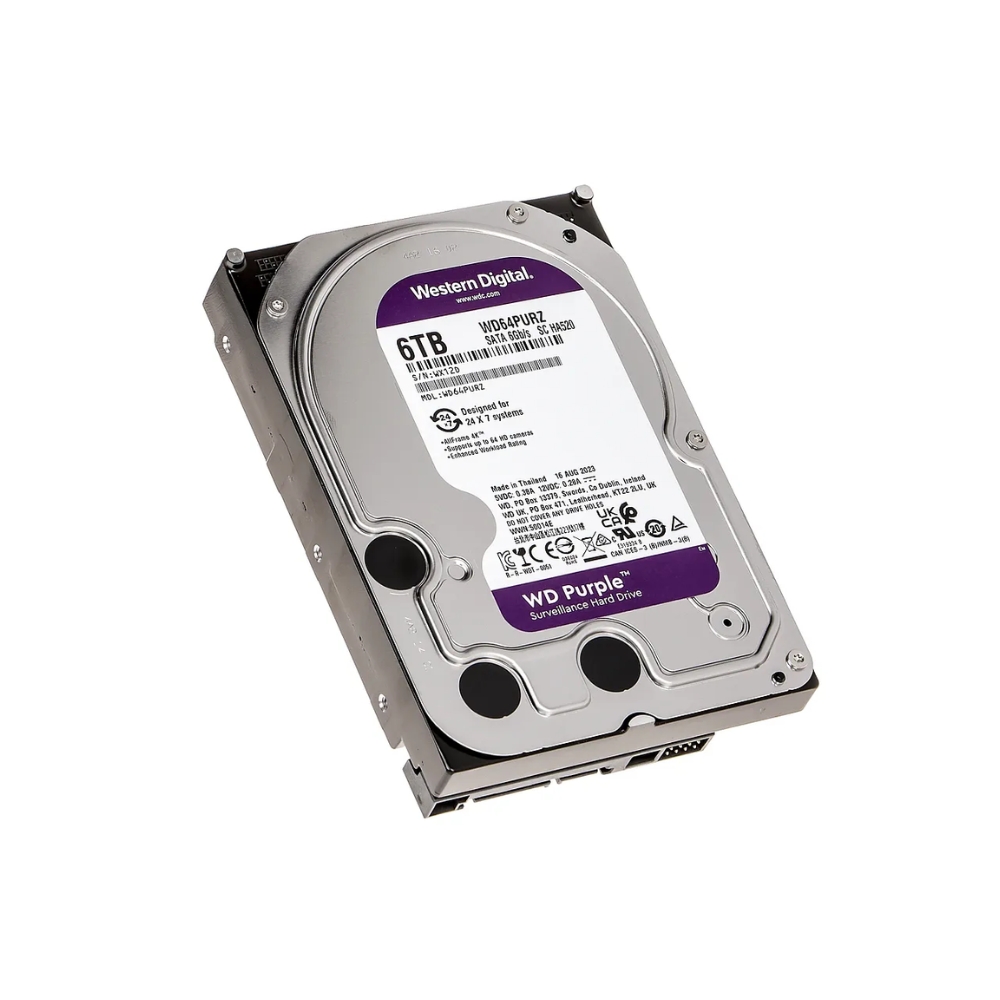 img Disco Duro Western Digital Purpura 6TB 5400RPM Sata 6GB/s 3.5" Trabajo 24/7 para Videovigilancia CCTV WD64PURZ