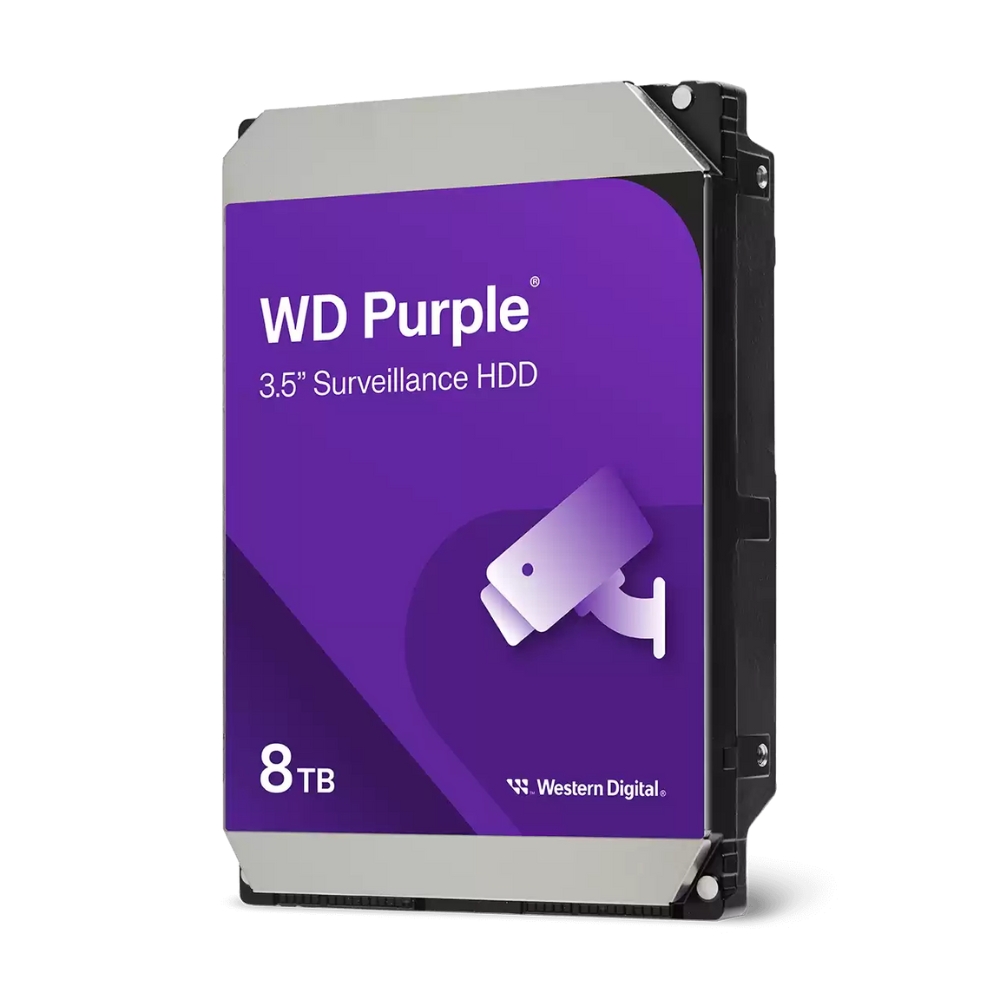 Disco Duro Western Digital Purpura 8TB 5400RPM Sata 6GB/s 3.5" Trabajo 24/7 para Videovigilancia CCTV WD84PURZ