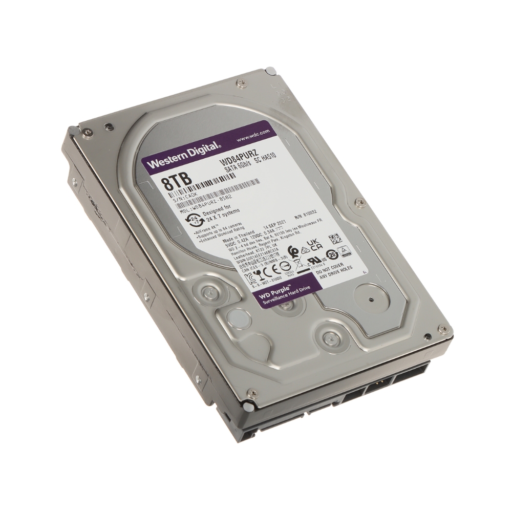 img Disco Duro Western Digital Purpura 8TB 5400RPM Sata 6GB/s 3.5" Trabajo 24/7 para Videovigilancia CCTV WD84PURZ