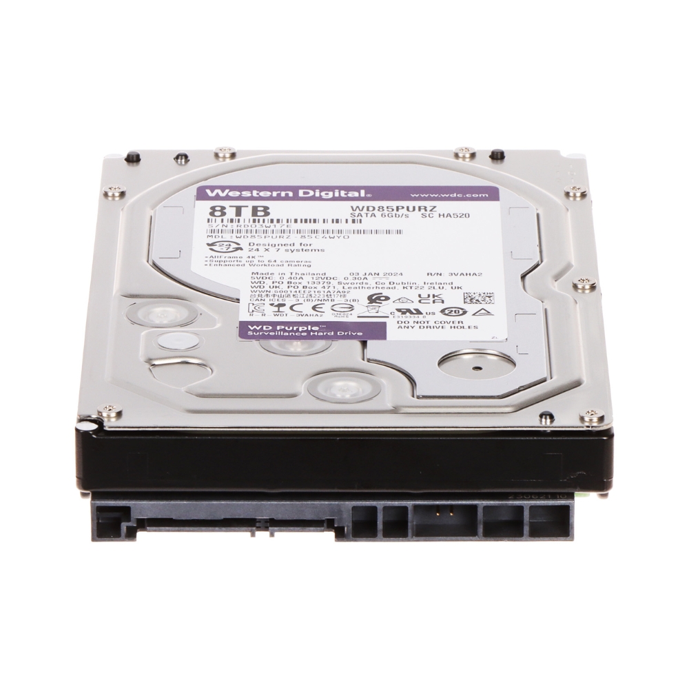 img Disco Duro Western Digital Purpura 8TB 5400RPM Sata 6GB/s 3.5" Trabajo 24/7 para Videovigilancia CCTV WD85PURZ
