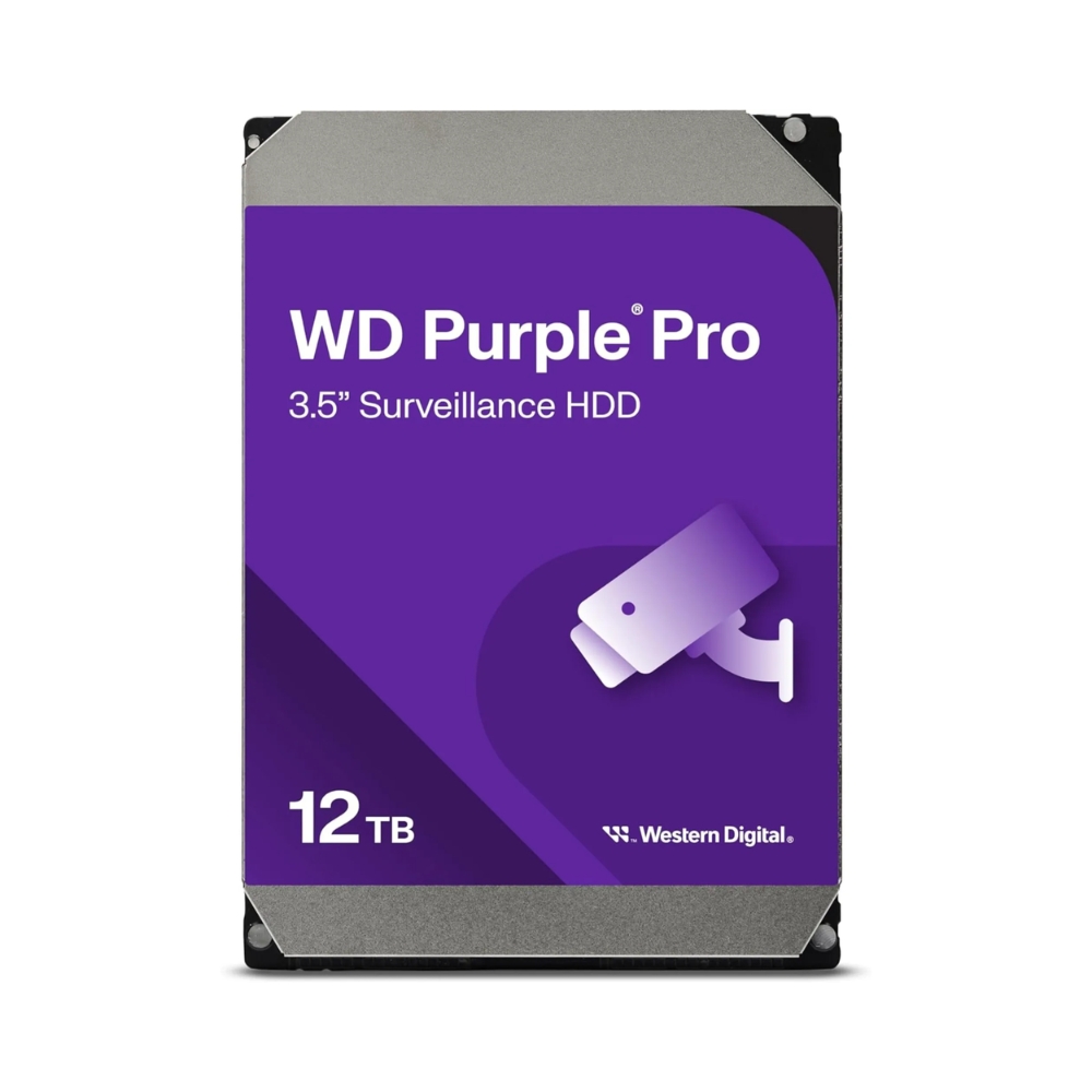 Disco Duro Western Digital Purpura Pro 12TB 7200RPM Sata 6Gbps 3.5" Trabajo 24/7 para Videovigilancia CCTV con IA WD122PURP