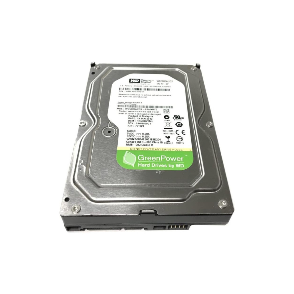 img Disco Duro Western Digital Verde 500GB 5400RPM Sata 6Gbps 3.5" para Videovigilancia CCTV Reacondicionado WD5000AUDX