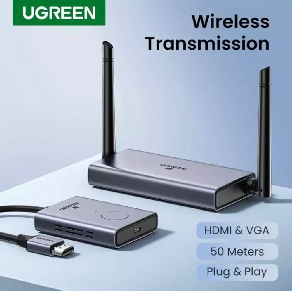 Extensor HDMI Ugreen Inalambrico de 50M con Transmisor y Receptor de Video 5GHz Soporta 1080P a 60Hz Puerto USB-C 50633A