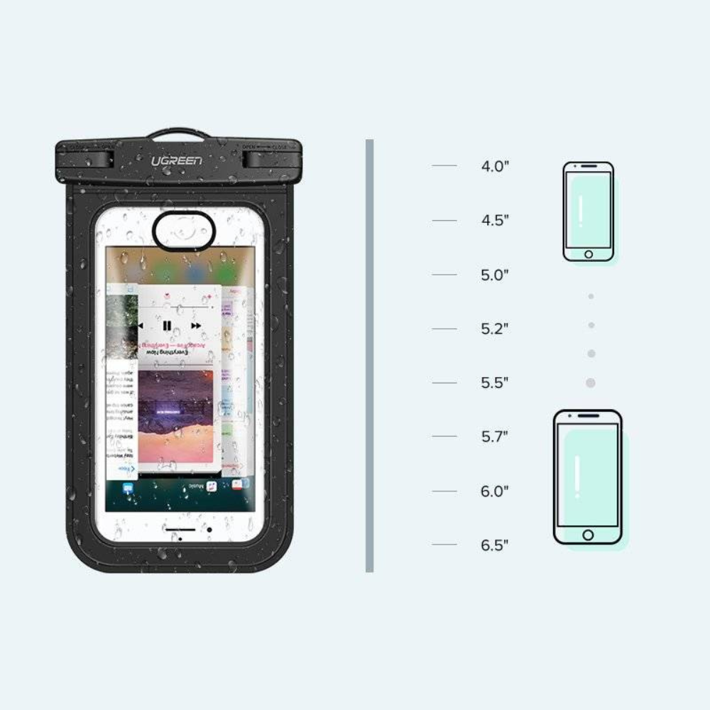 img Funda Ugreen Universal Impermeable Proteccion IPX8 Compatible con Cualquier Celular Resiste 30M bajo el Agua 60959