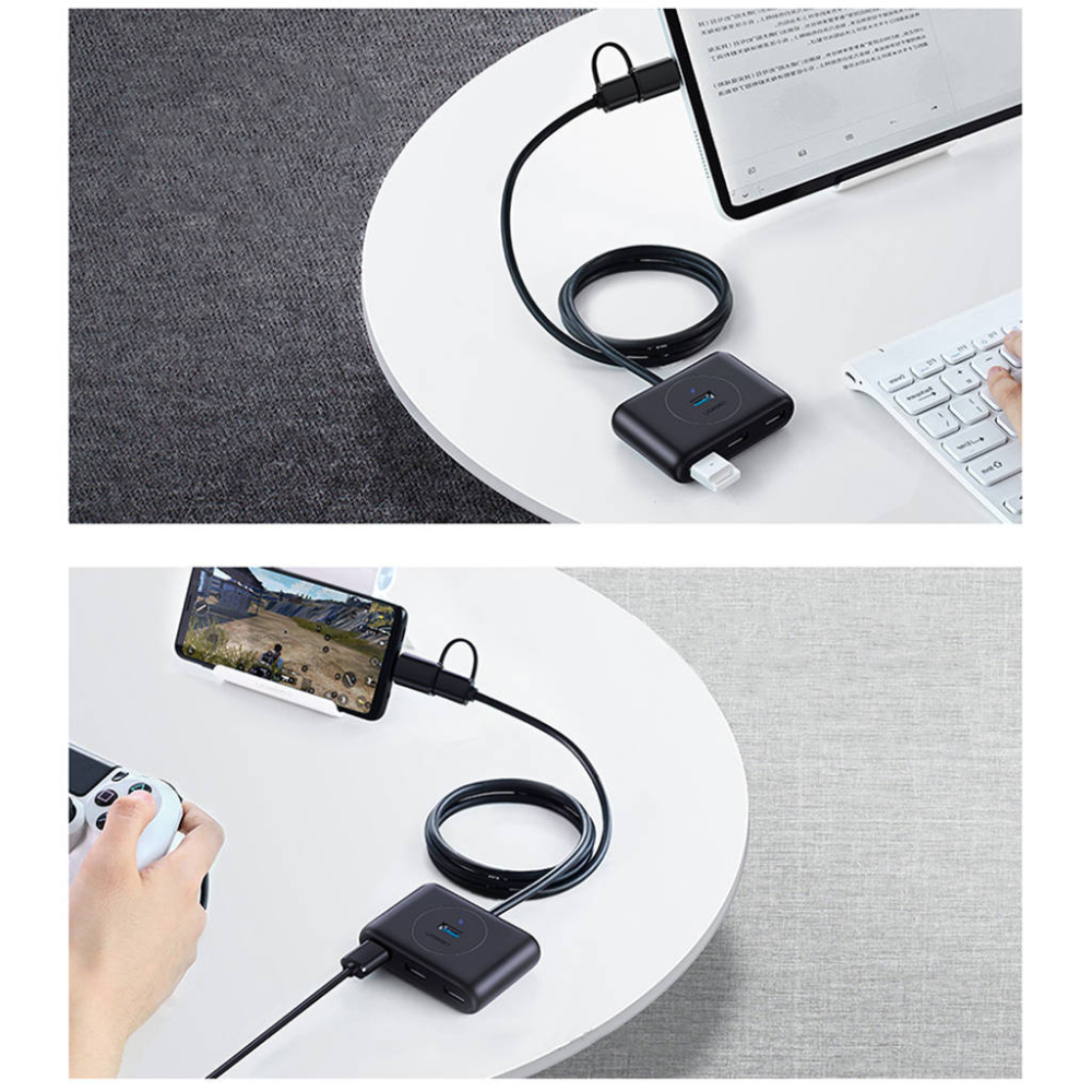img Hub USB-A 3.0 con Adaptador tipo-C con 4 Puertos USB-A color Negro 40850
