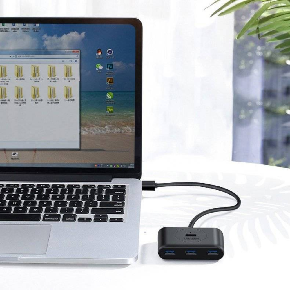 img Hub USB-A 3.0 con Adaptador tipo-C con 4 Puertos USB-A color Negro 40850