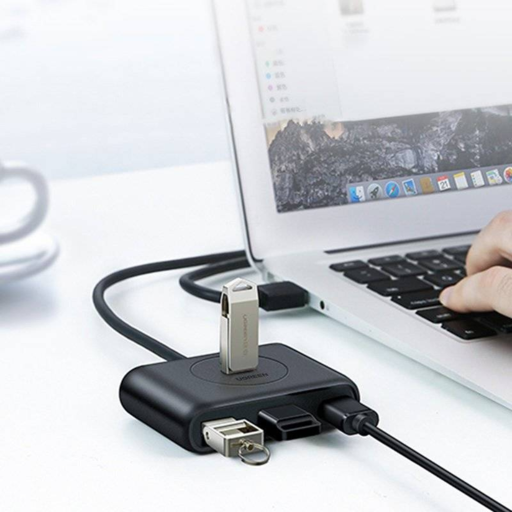 img Hub USB-A 3.0 con Adaptador tipo-C con 4 Puertos USB-A color Negro 40850