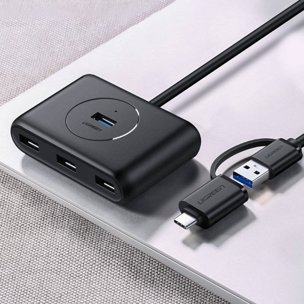img Hub USB-A 3.0 con Adaptador tipo-C con 4 Puertos USB-A color Negro 40850