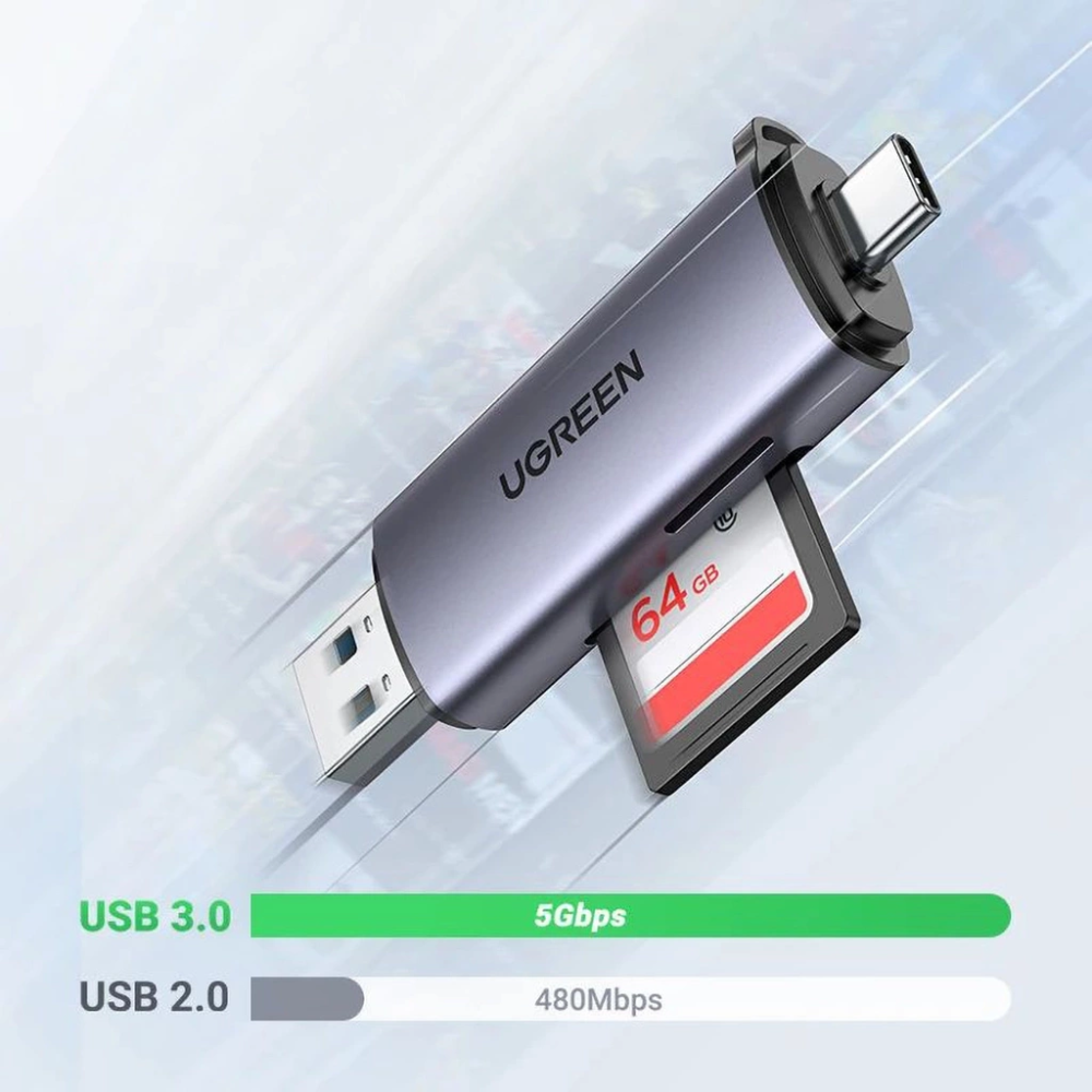 img Lector de Tarjetas Ugreen Permite leer Micro SD y SD Doble Puerto USB-A y USB-C 50706