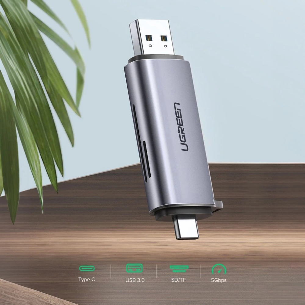 img Lector de Tarjetas Ugreen Permite leer Micro SD y SD Doble Puerto USB-A y USB-C 50706