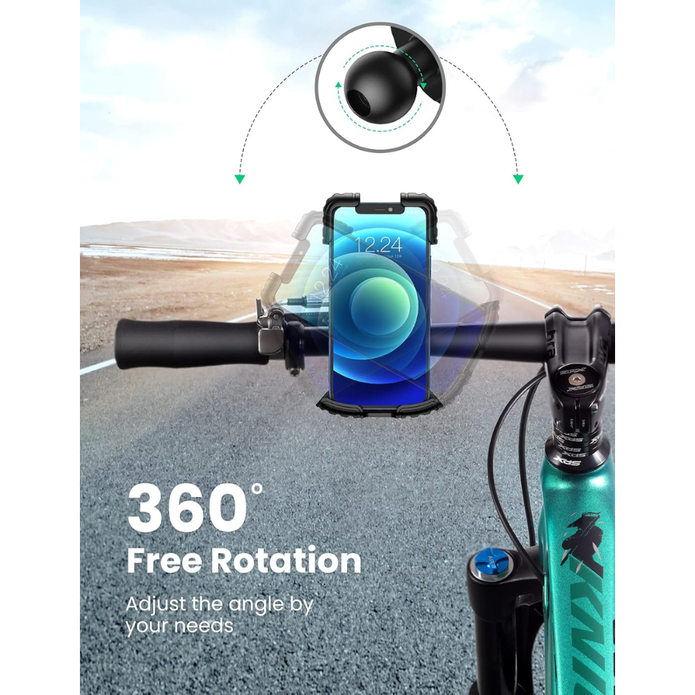 img Soporte de Bicicleta Ugreen Universal Compatible con Celulares de 4.6 a 6.8" Seguridad en 4 esquinas Rotacion 360 grados 60548
