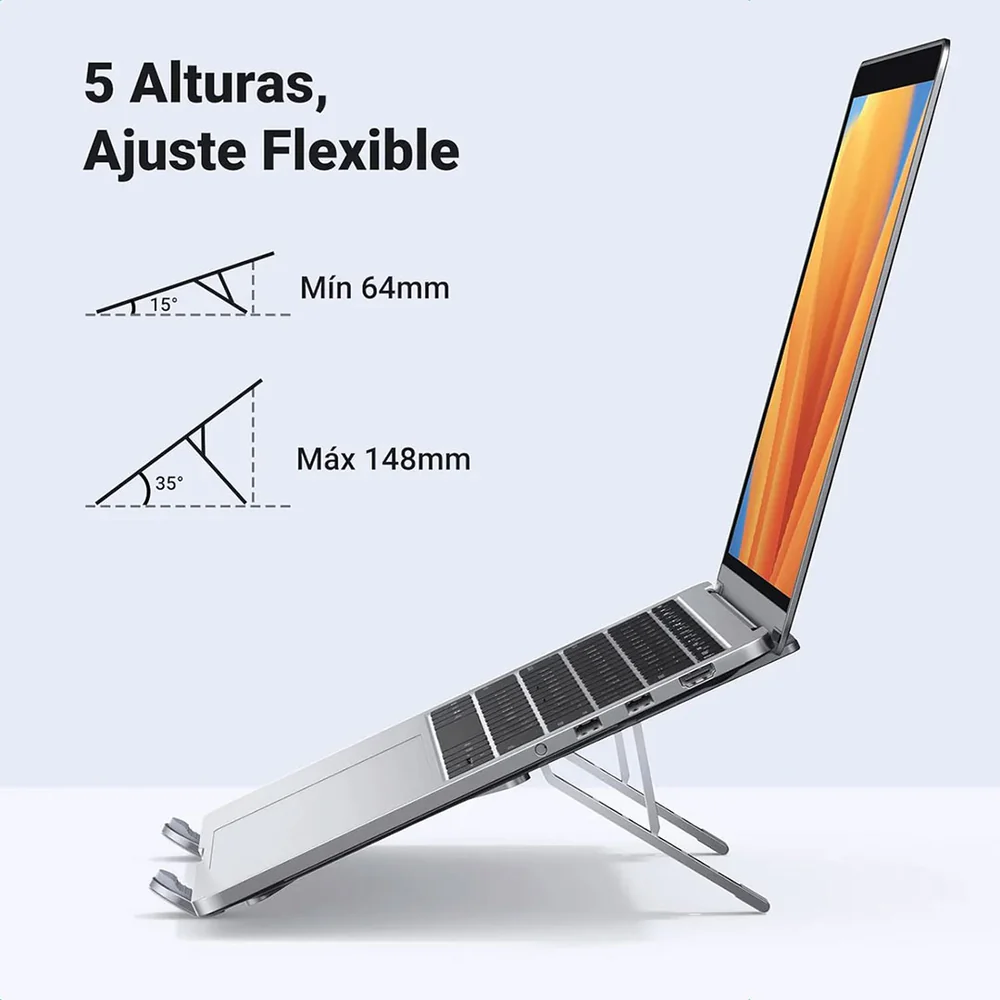 img Soporte para Laptop Ugreen de Aluminio Diseño Ergonomico y Plegable soporta hasta 17.3" con 5 Alturas Regulables 40289